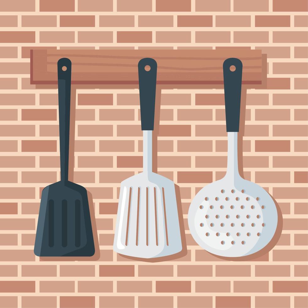 kitchen utensils with cutleries vector