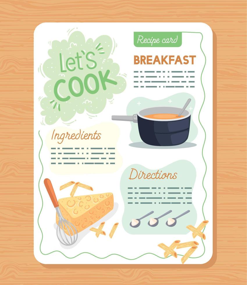 lets cook lettering card vector