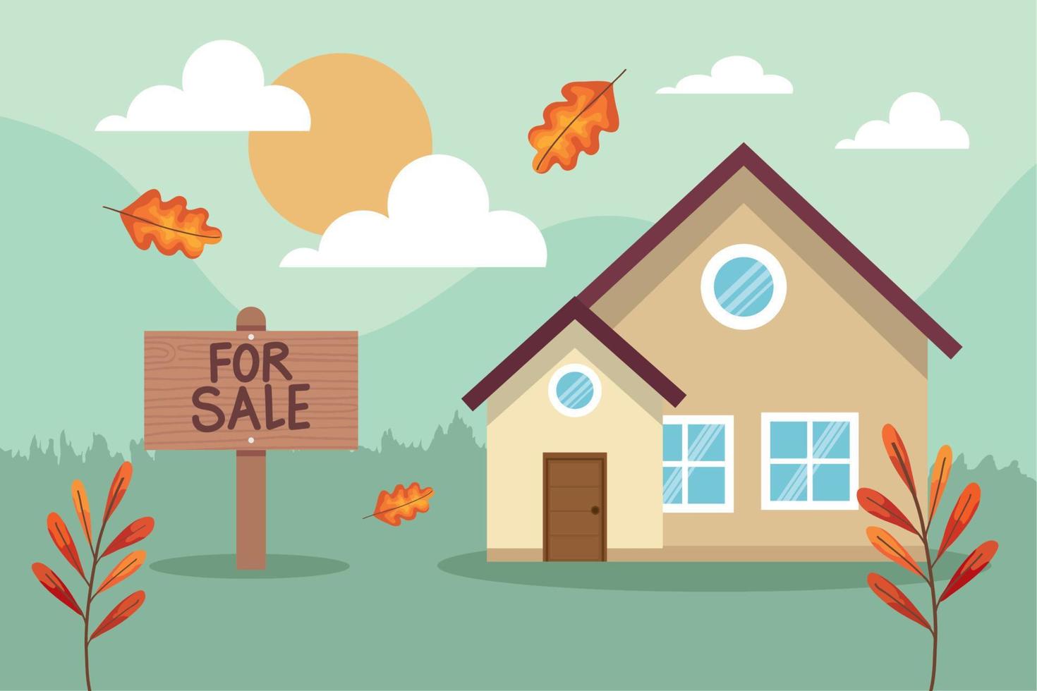 for sale label with new house vector