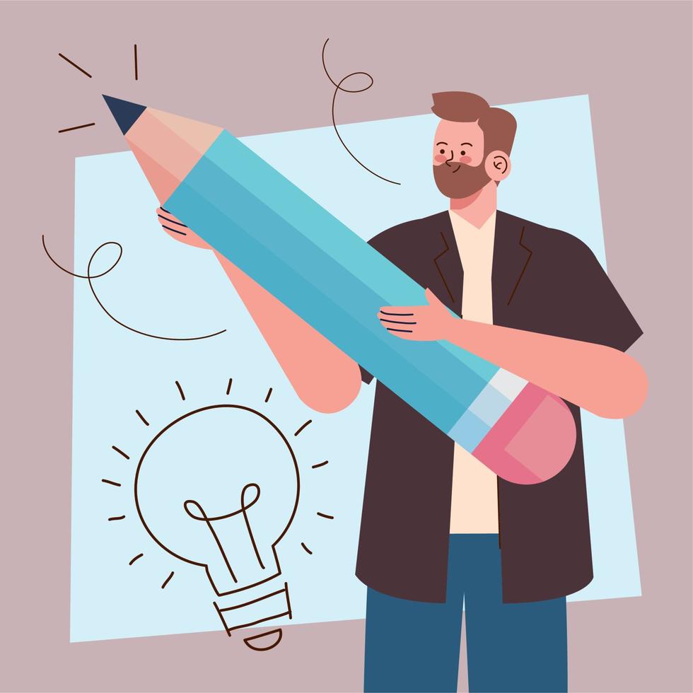 male designer with pencil vector