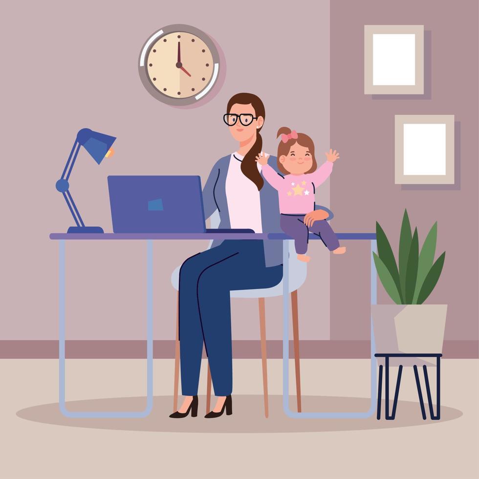 businesswoman with daughter vector