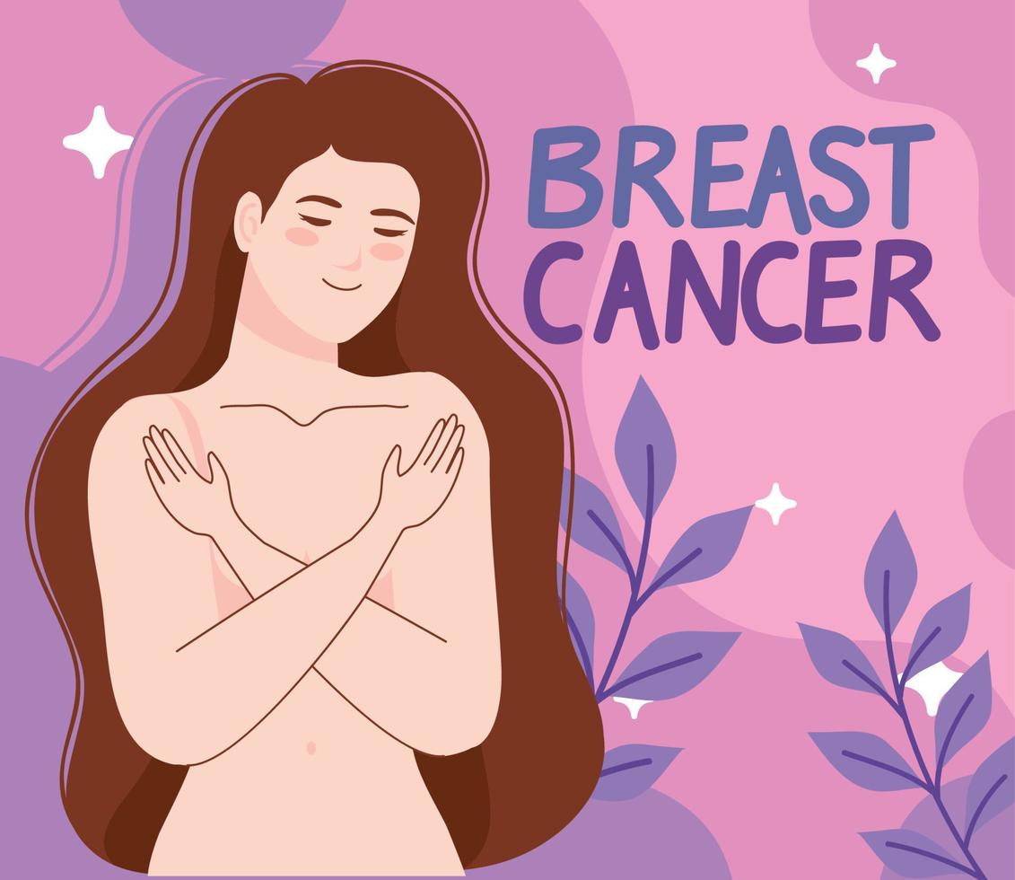 breast cancer lettering card vector
