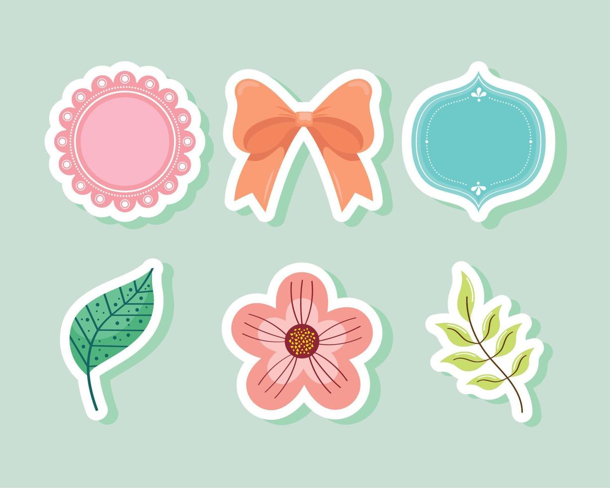 labels and nature decoration vector