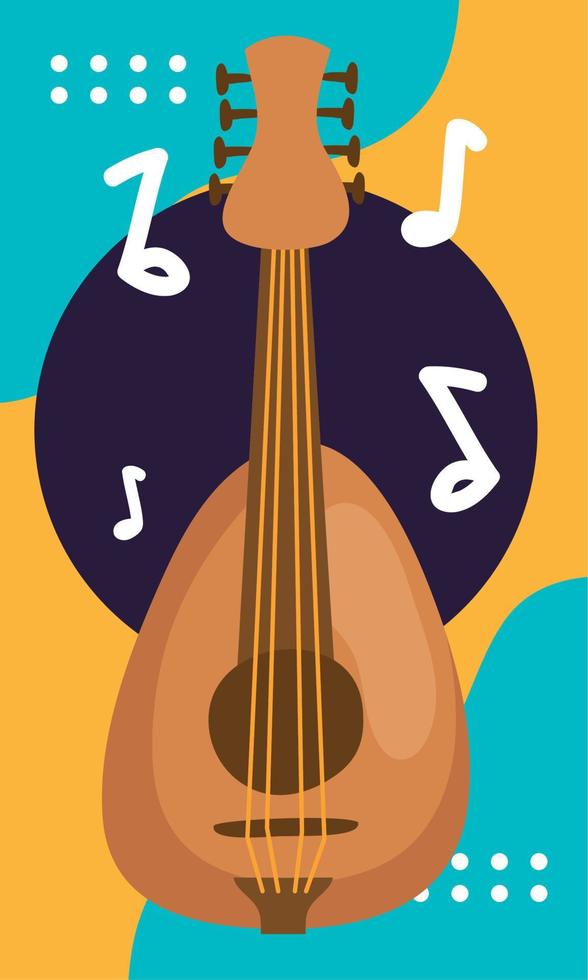 ukulelle and music notes vector