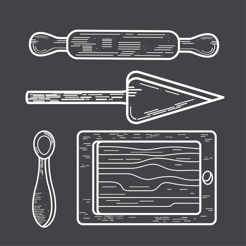 four kitchen equipment icons vector