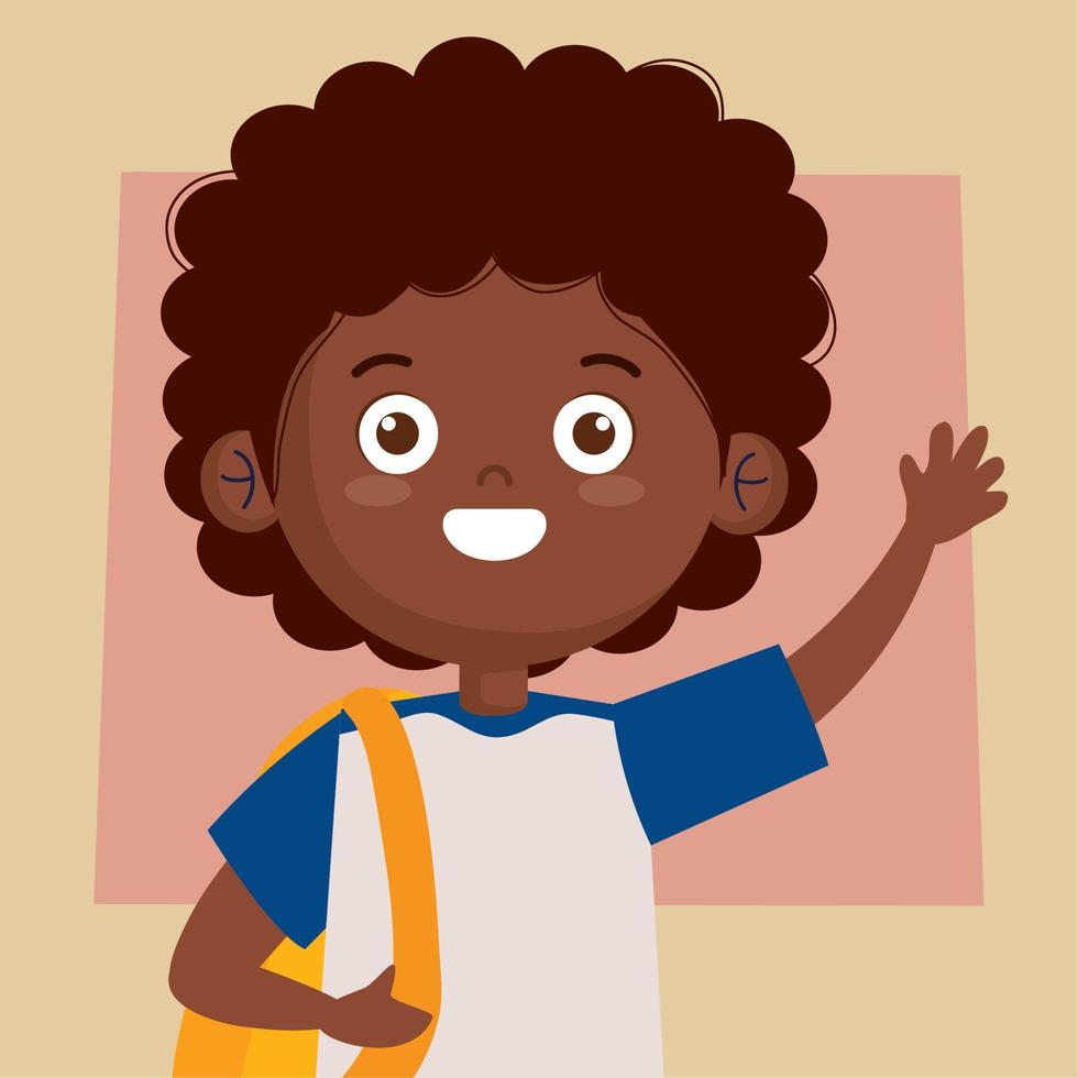 afro student boy saludating vector