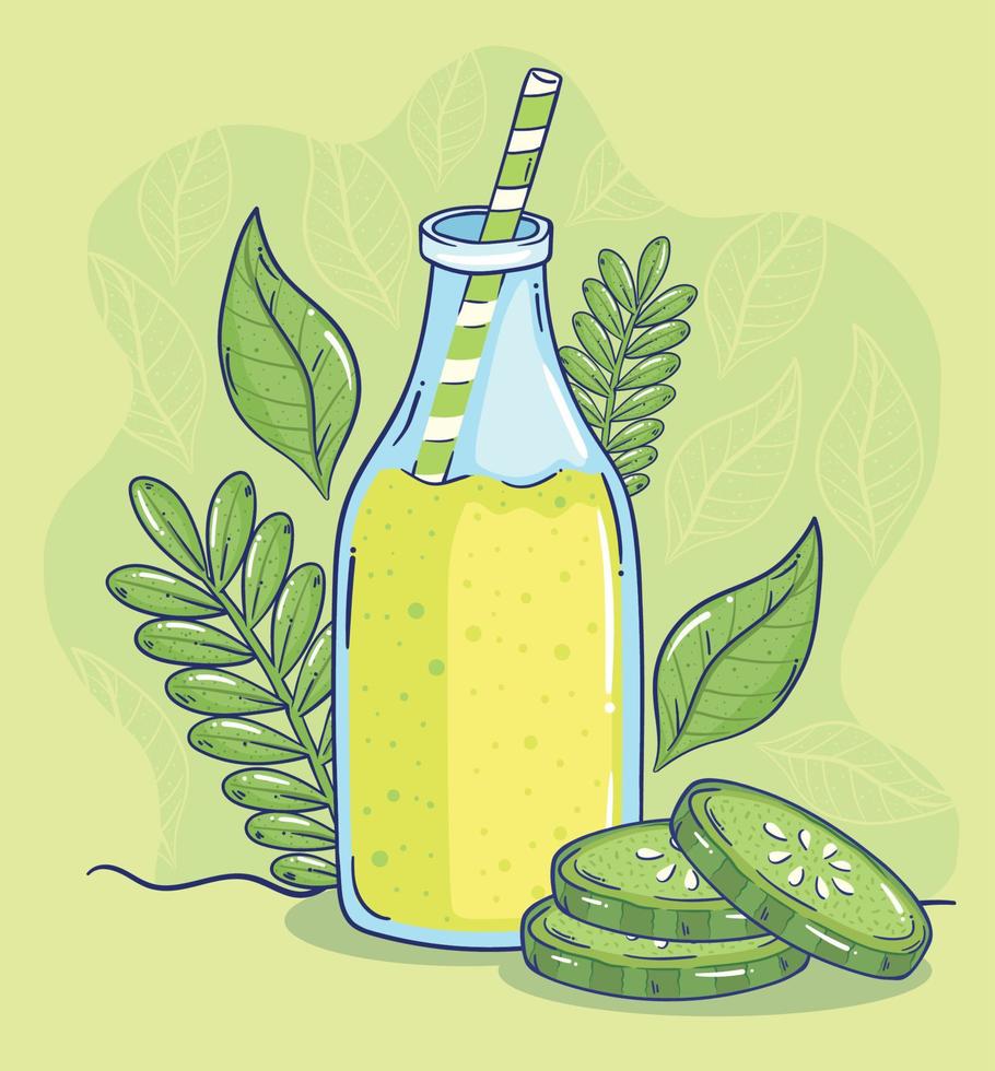 cucumber detox smoothie bottle vector