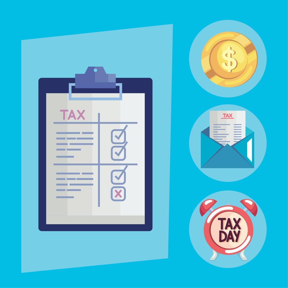 tax day four icons vector