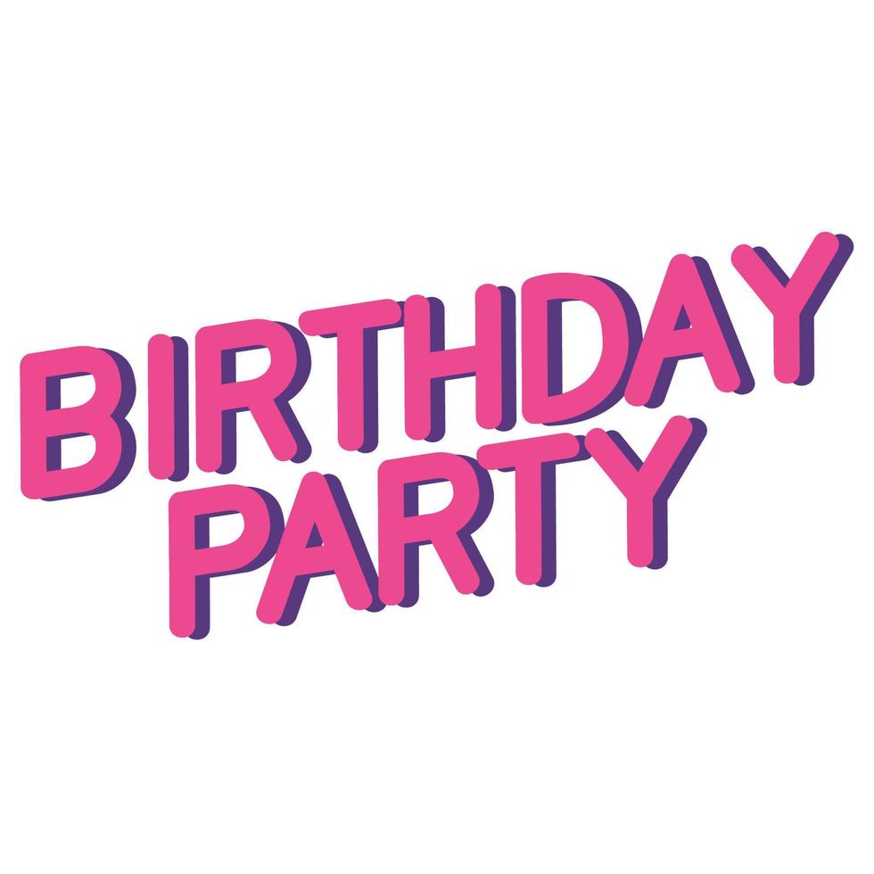 fucshia birthday party lettering vector