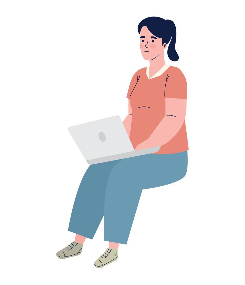 woman using laptop vector