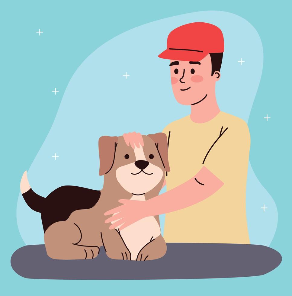 male owner and dog vector