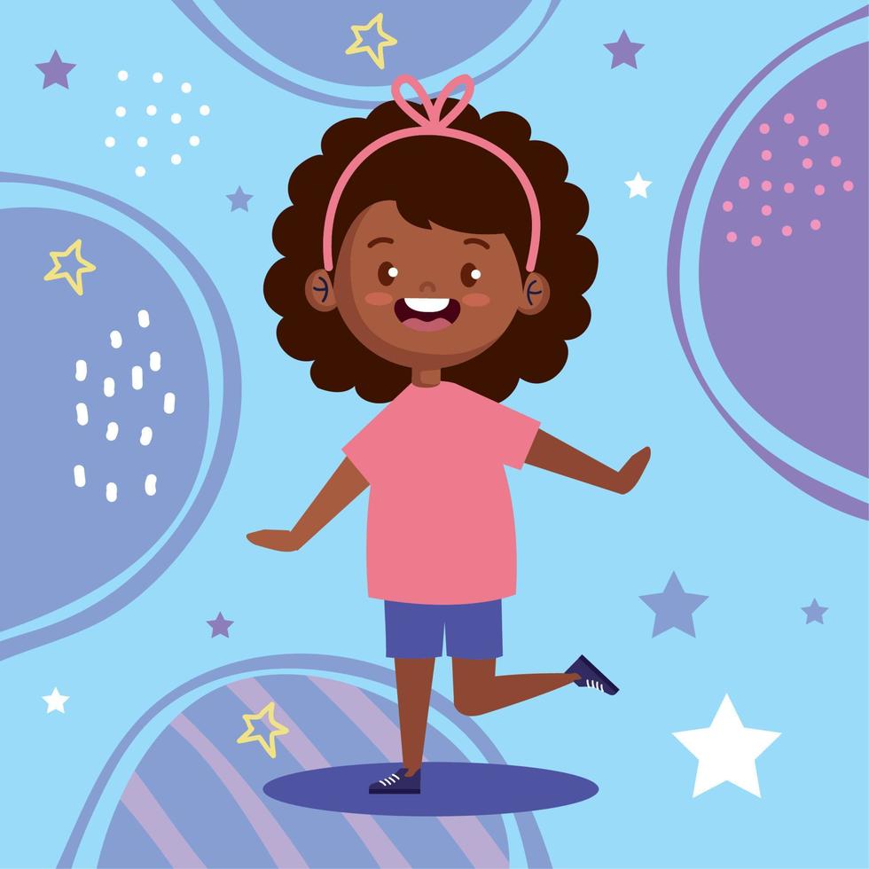 afro little girl walking vector