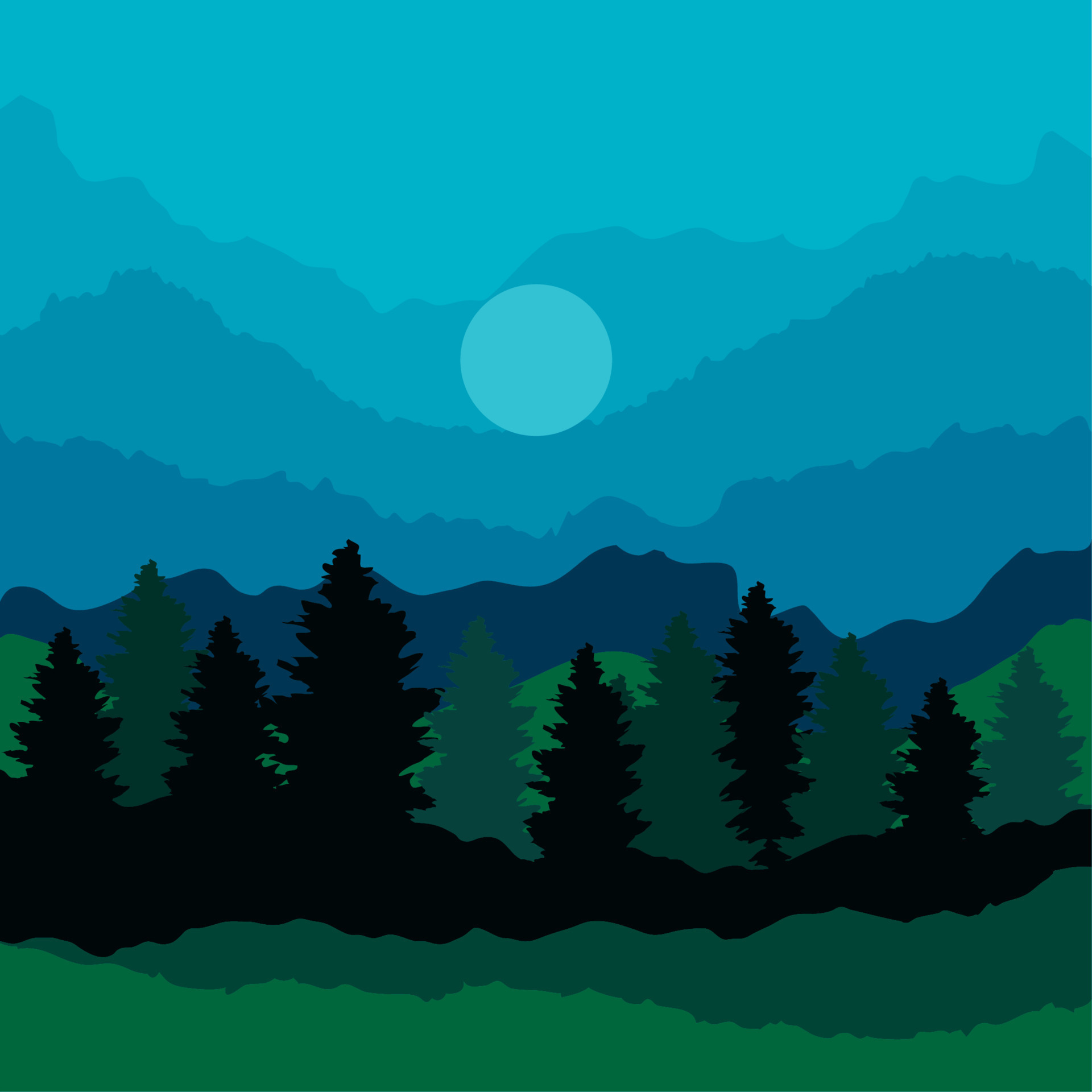 pines and moon night landscape 11378348 Vector Art at Vecteezy