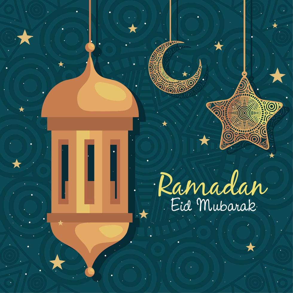 ramadan kareem lettering postcard vector