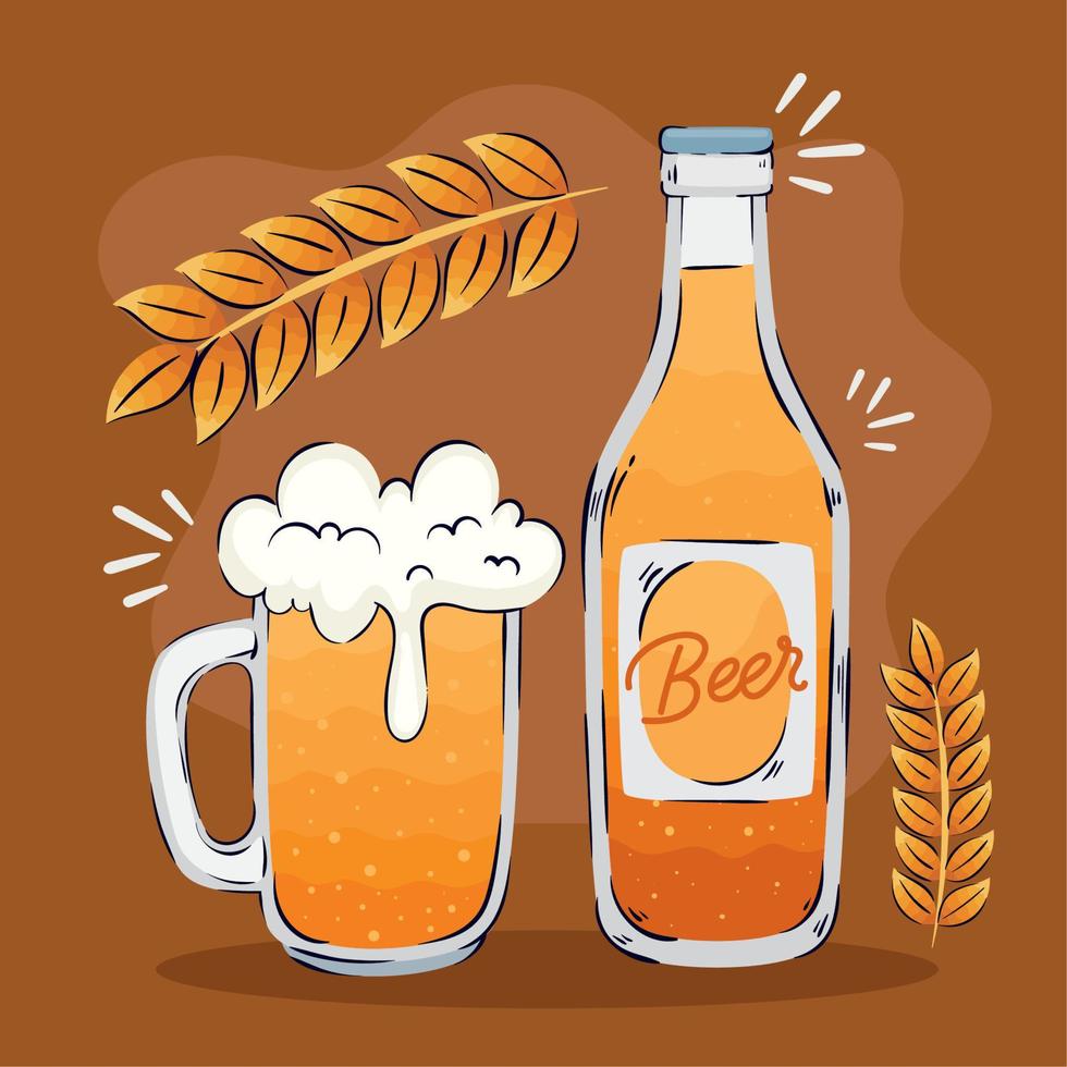 beers jar and bottle vector