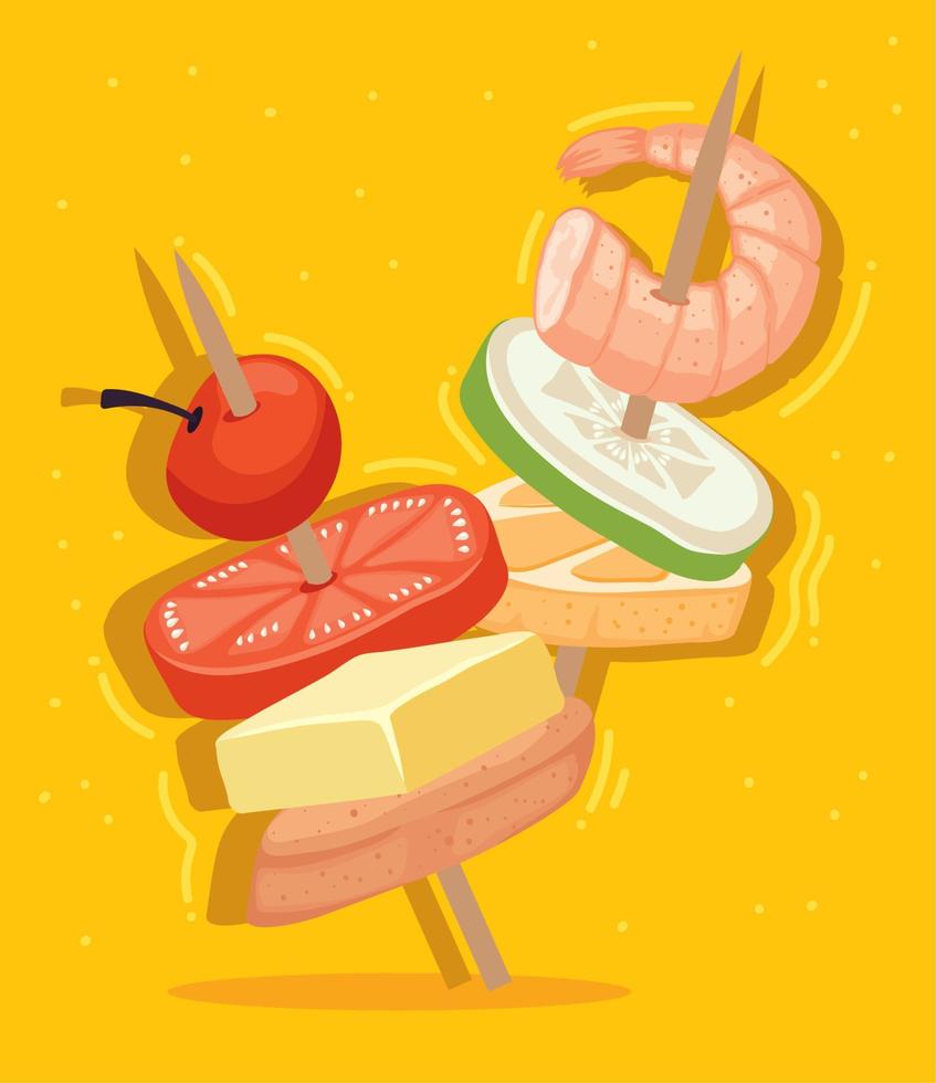 two appetizers in sticks vector