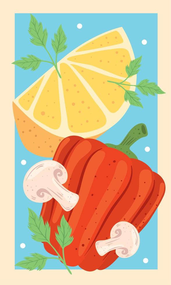 lemon and vegetables vector