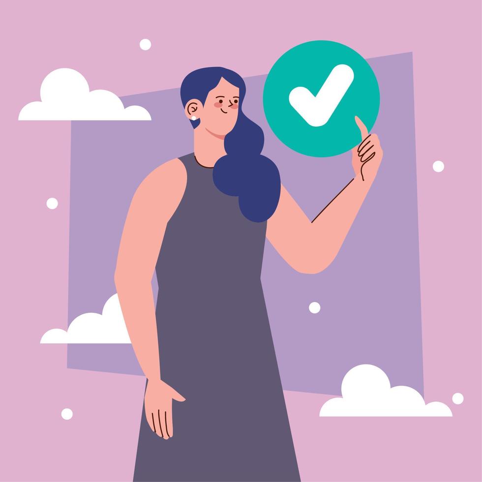 woman with check symbol vector