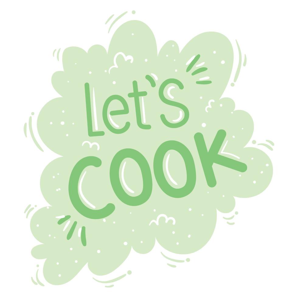 lets cook lettering vector