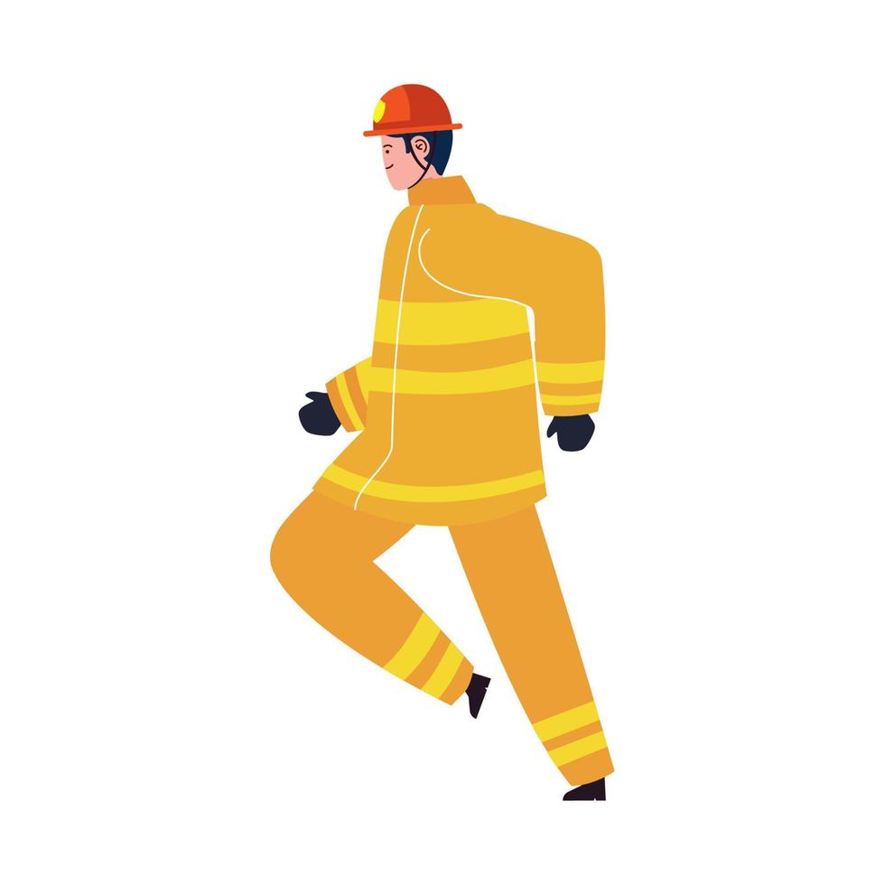 firefighter running professional hero vector