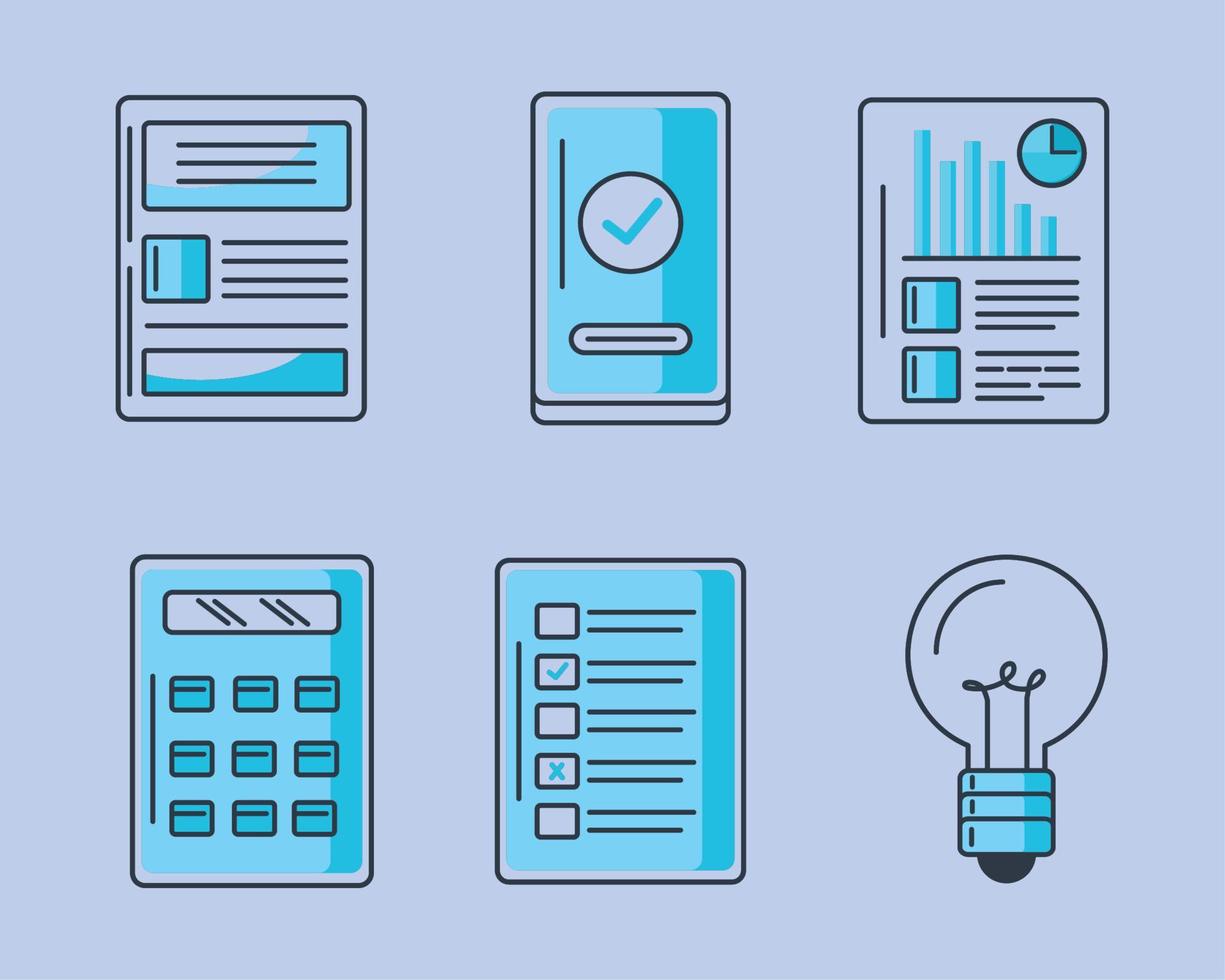 six research concept icons vector