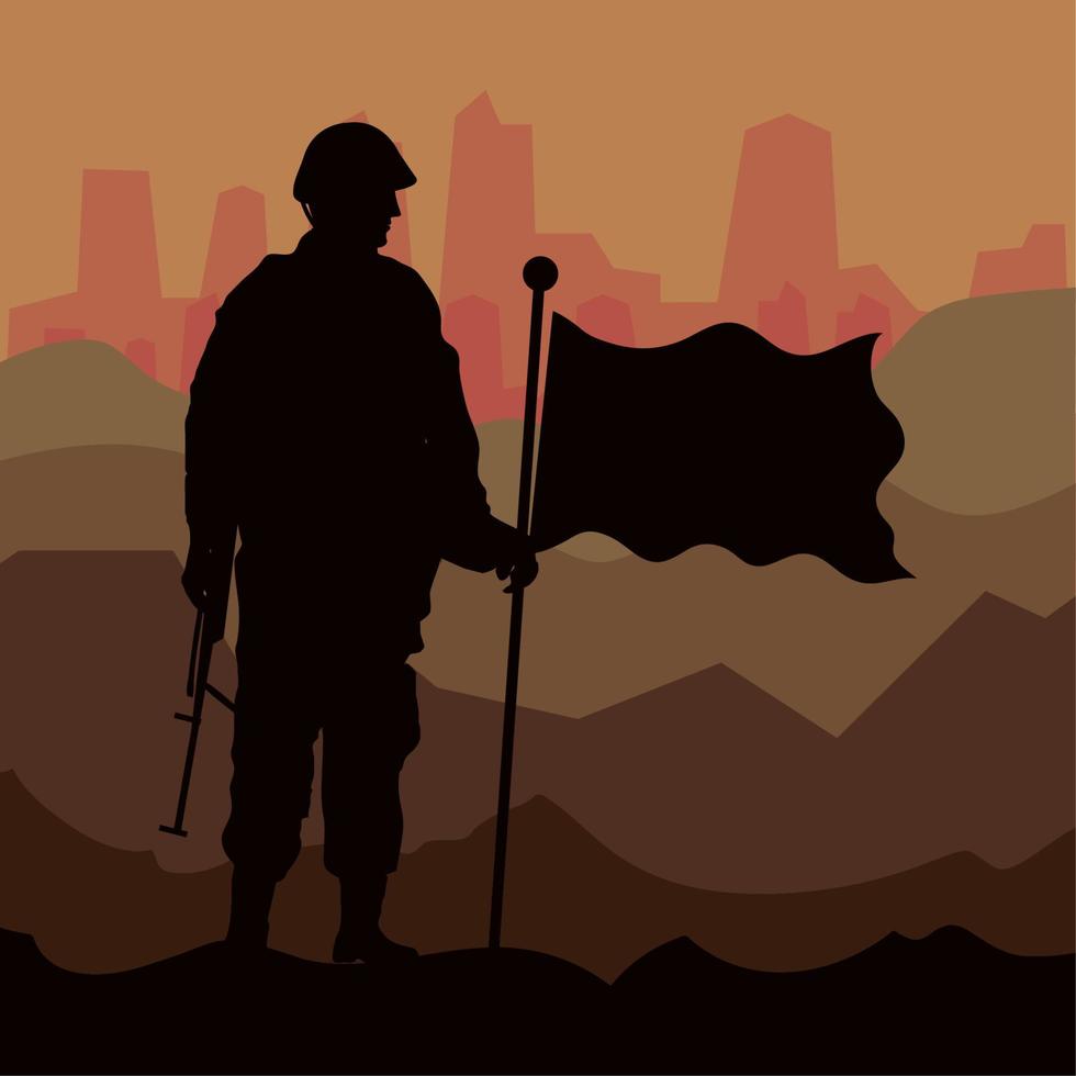 soldier in war scene vector