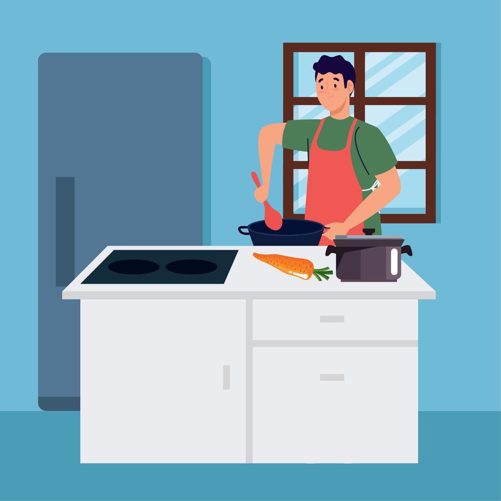man cooking with carrot vector