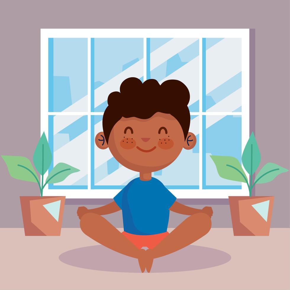 boy in lotus position vector