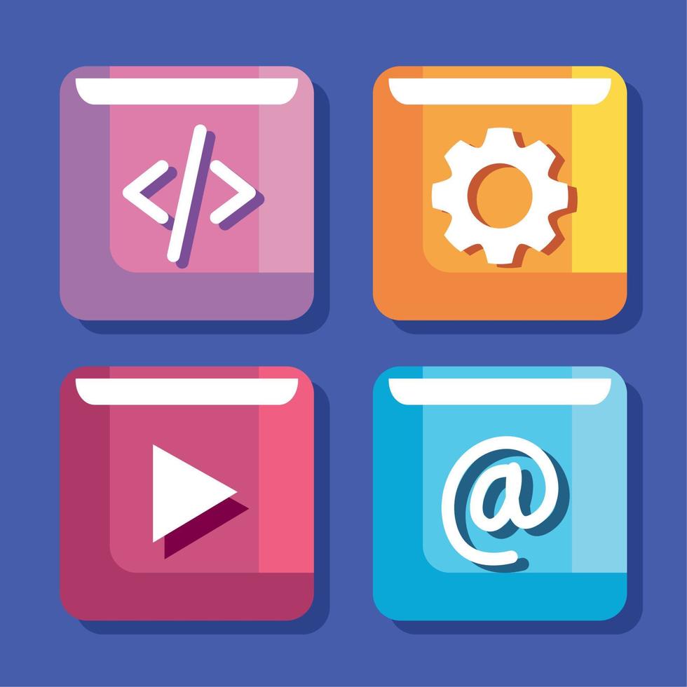 four design and development icons vector