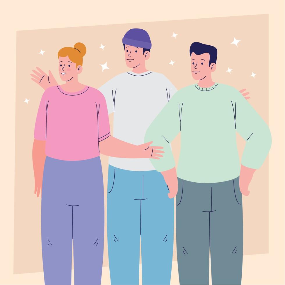 three friends persons group vector