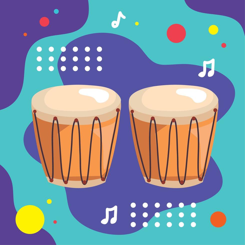drums and musical notes vector