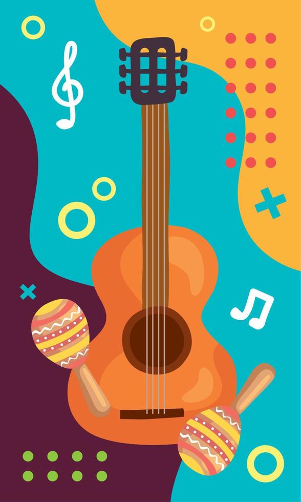 instrumentos de guitarra y maracas vector