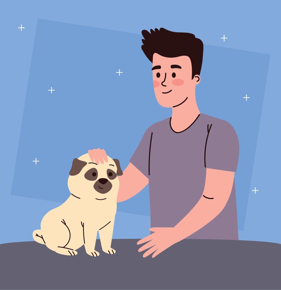 man caressing and dog vector