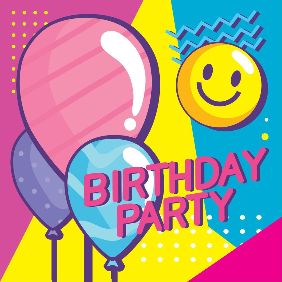 birthday party invitation with balloons helium vector