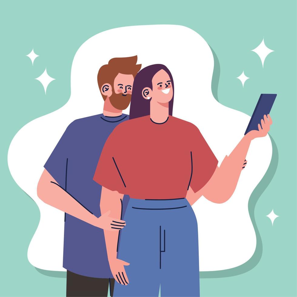 couple taking a selfie vector