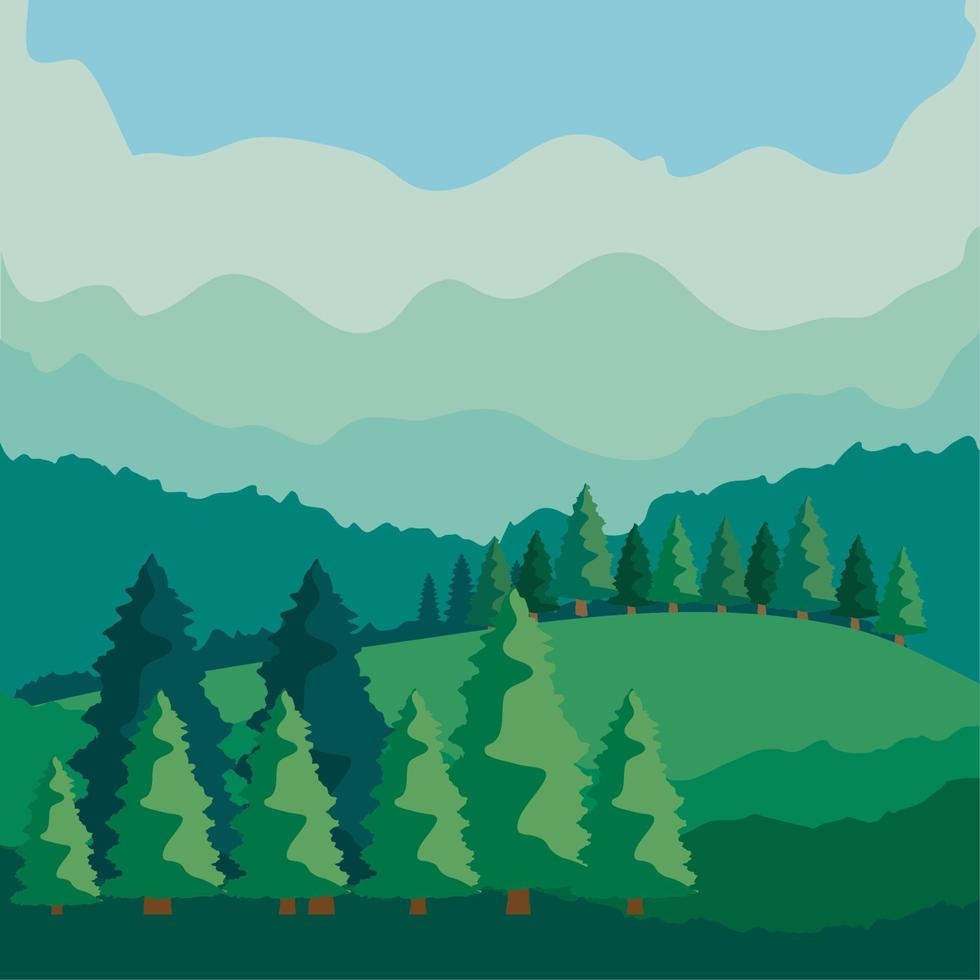 landscape with pines forest vector