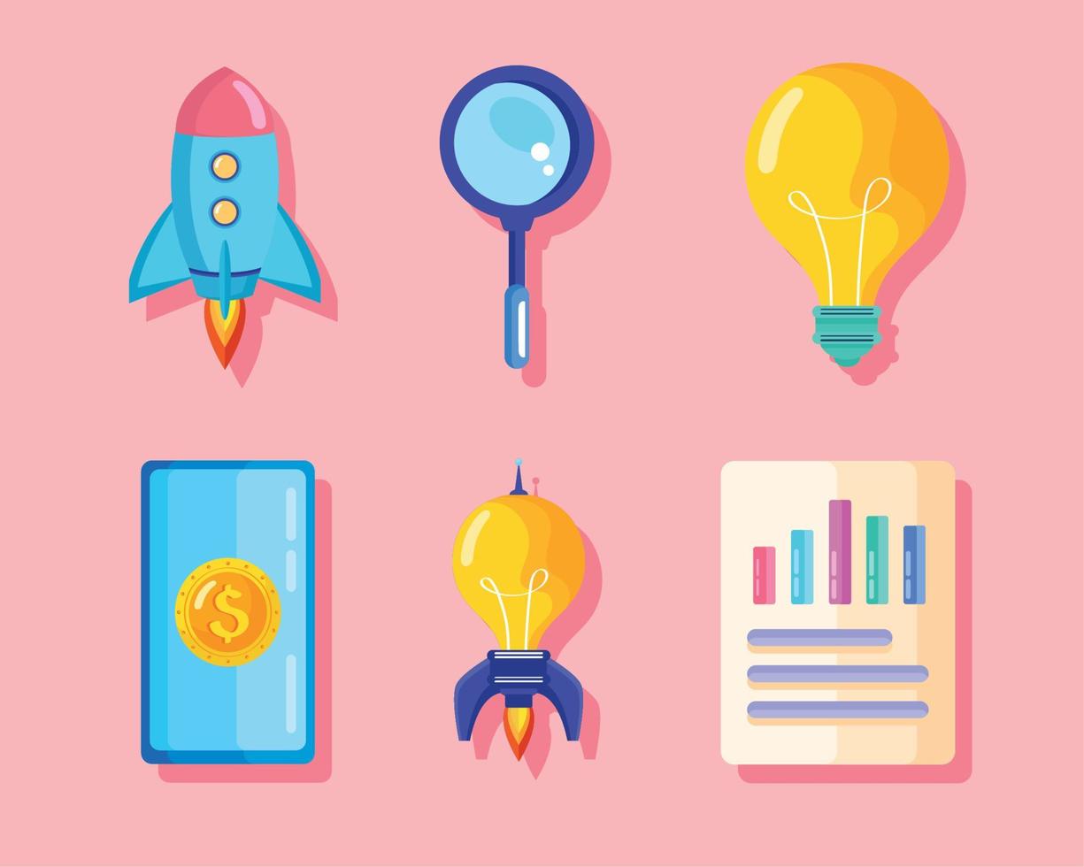 six start up icons vector