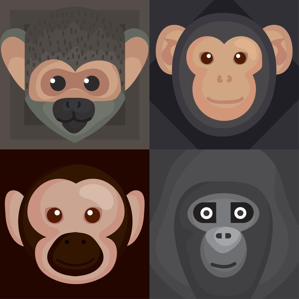 cuatro monos vida silvestre animales vector