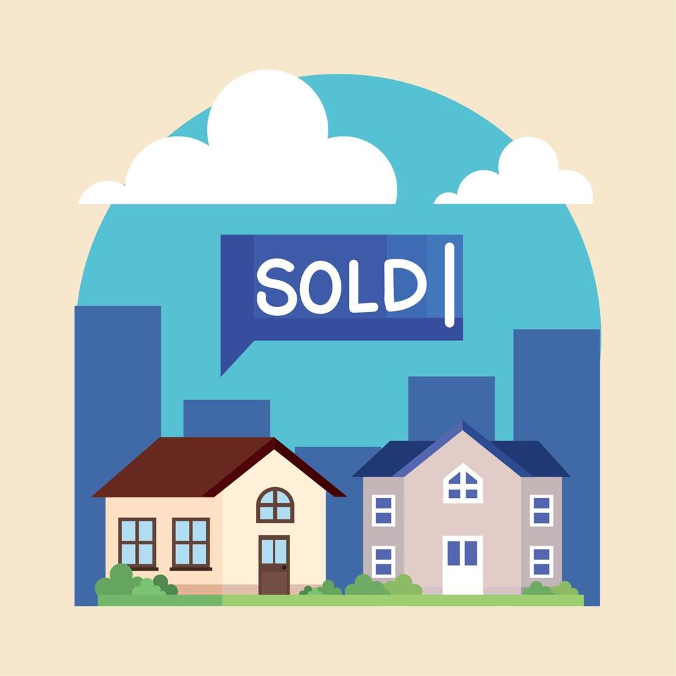 sold speech bubble with houses vector