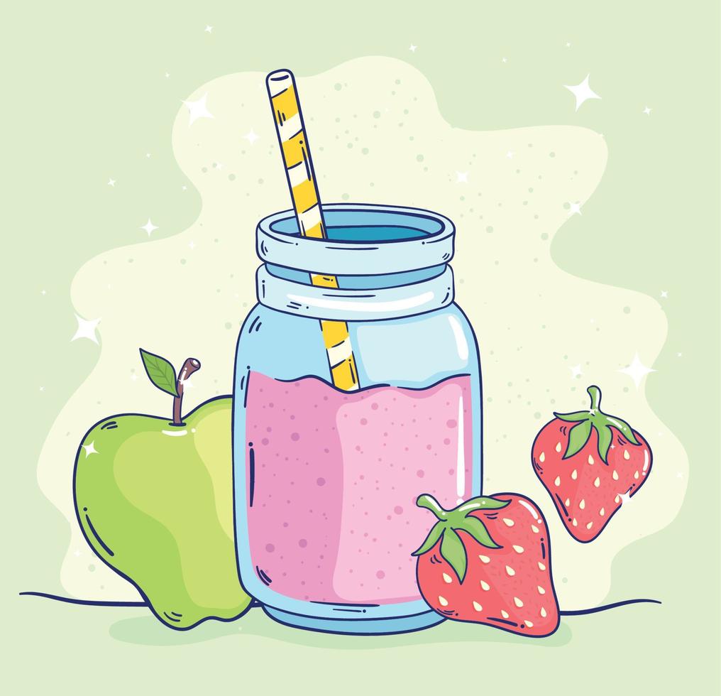 pink detox smoothie pot vector