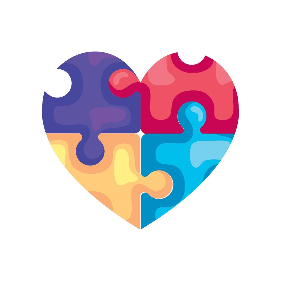 colorful heart puzzle pieces vector