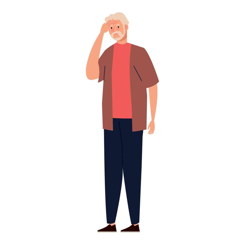 old man with alzheimer standing vector