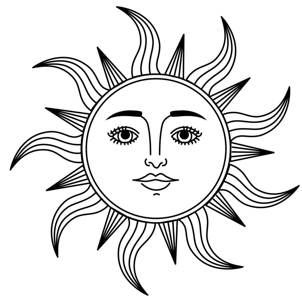 sun astrology retro vector