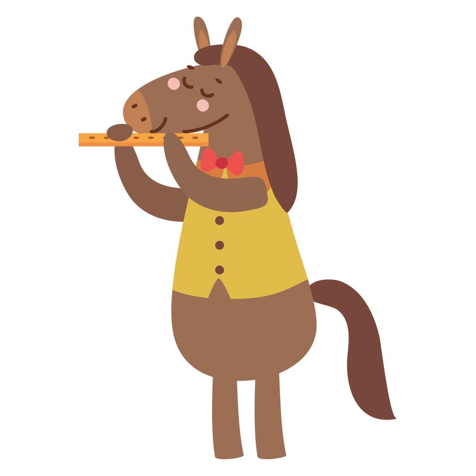 horse playing flute vector