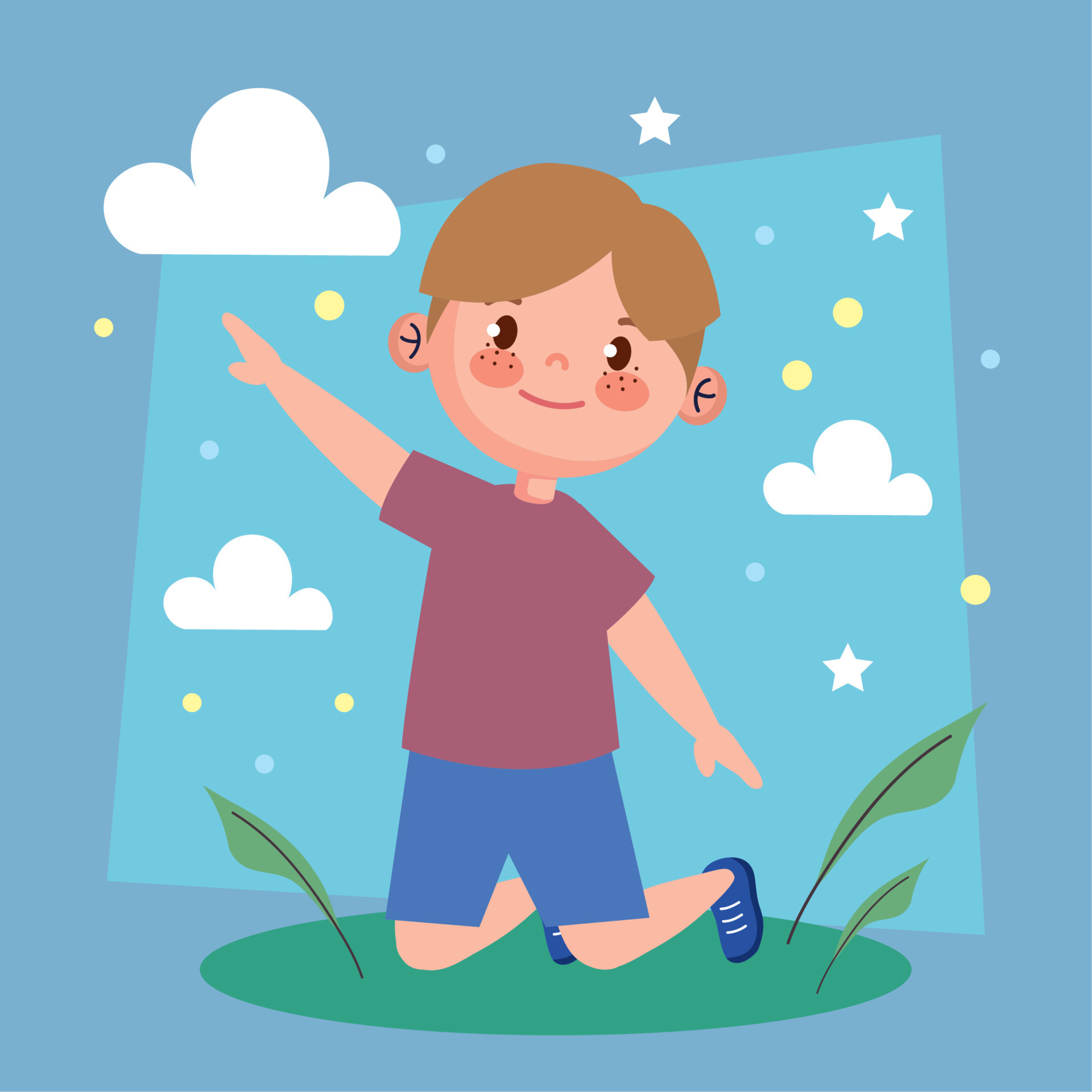 little boy kneeling position 11378764 Vector Art at Vecteezy
