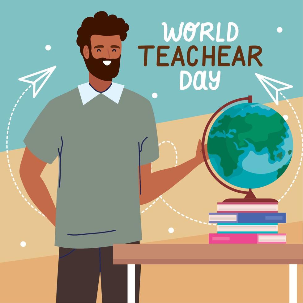 teacher day lettering card vector