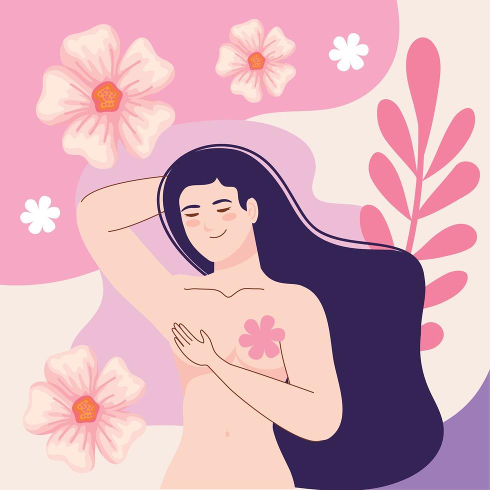 naked woman with flowers vector