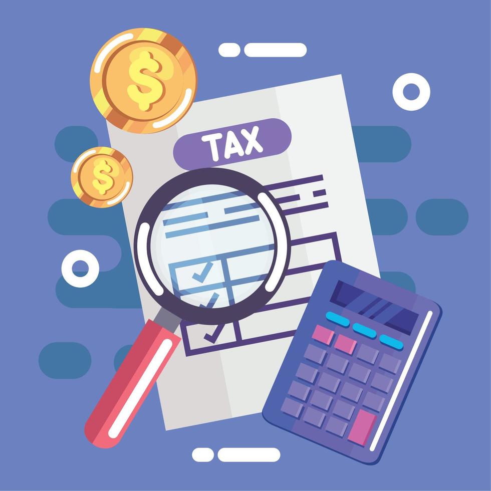 tax document with magnifying glass vector