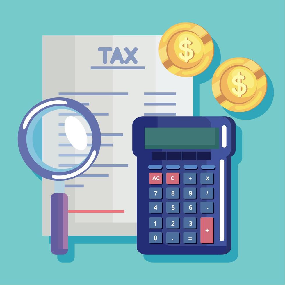 tax document and calculator vector