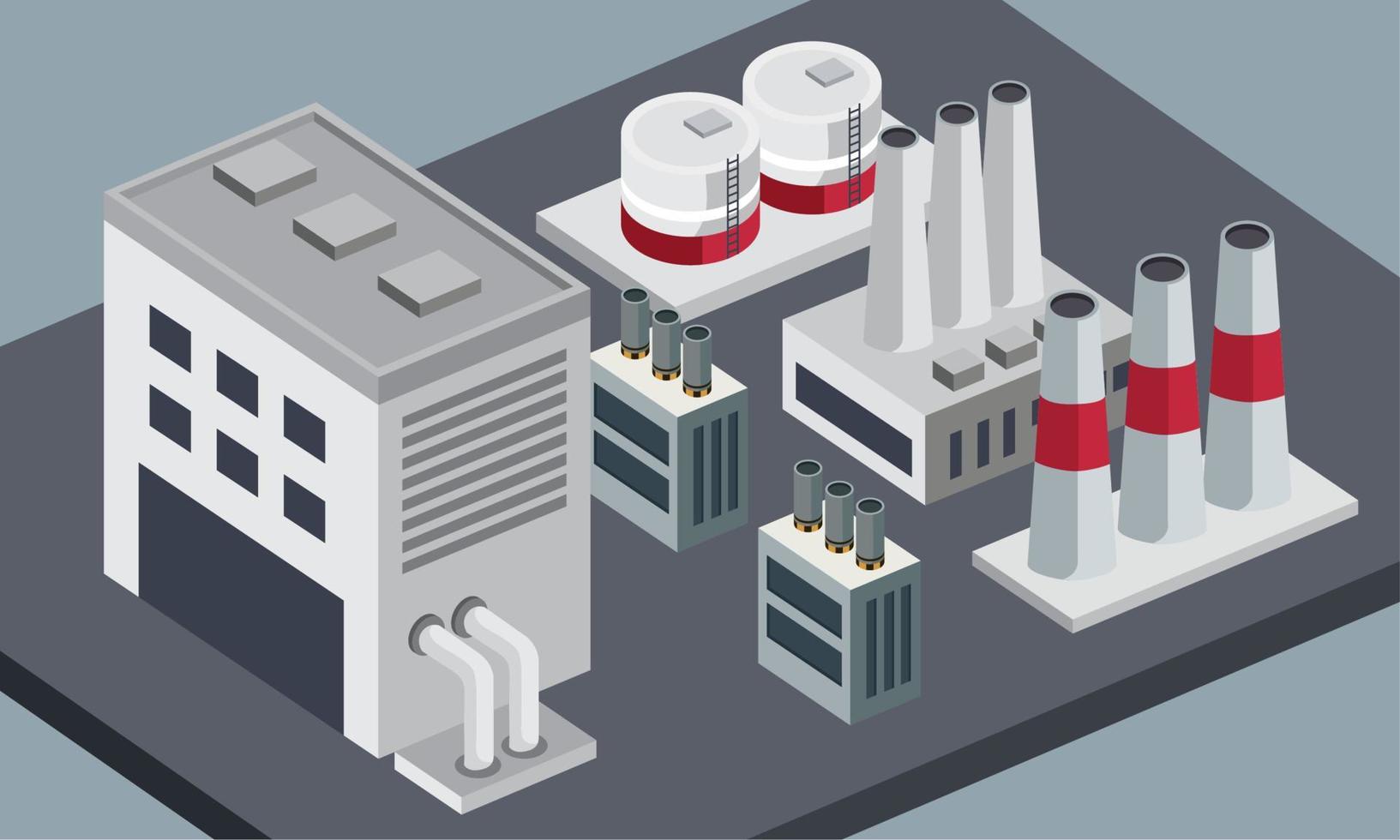 isometric factory with chimneys vector